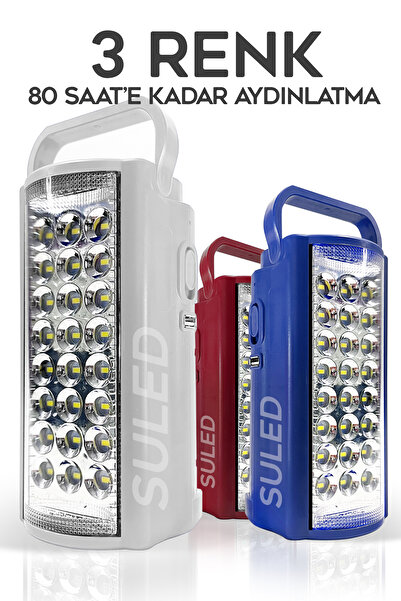 SULED Kamp Lambası Usb Şarj 6v Akülü 80 Saat - 3 gün Aydınlatma 24 Smd Led Işıldak Lamba 220v Şarj