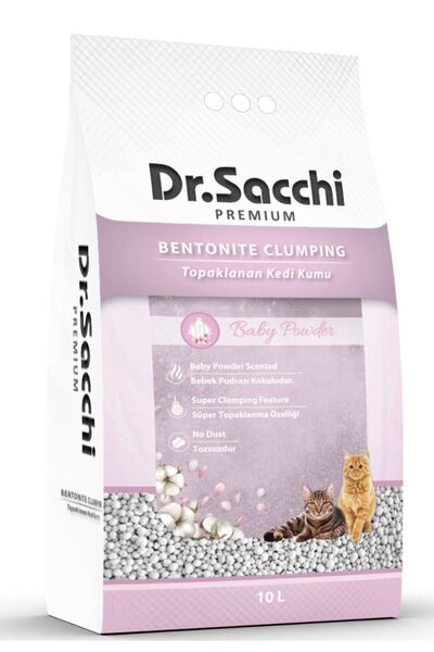 Dr. Sacchi Dr.sacchi Bebek Pudrası Kokulu Bentonit Kedi Kumu 10 Lt- 2 Adet