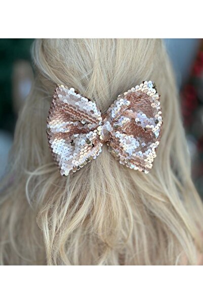 QUEEN AKSESUAR New Trend Luxury Matte Bright Color Changing Sequins Big Bow Metal Clip Buckle Powder White