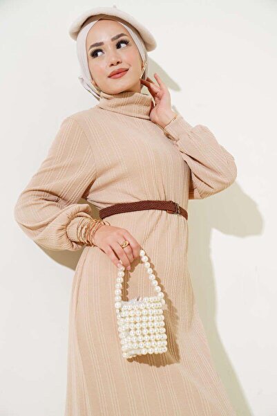 YILMAZBARMAZ γυναικείο φόρεμα με ζώνη μισό ζιβάγκο