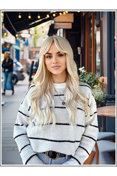 Fenomen Peruk Platin Sarısı Perçemli Dalgalı Vip Peruk