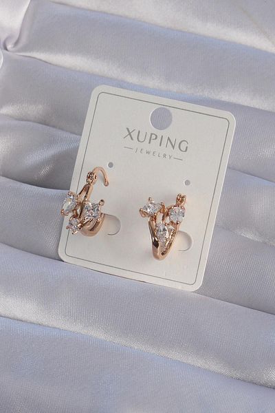 aylex Xuping Rose Color Zircon Jewelled Hoop Earrings