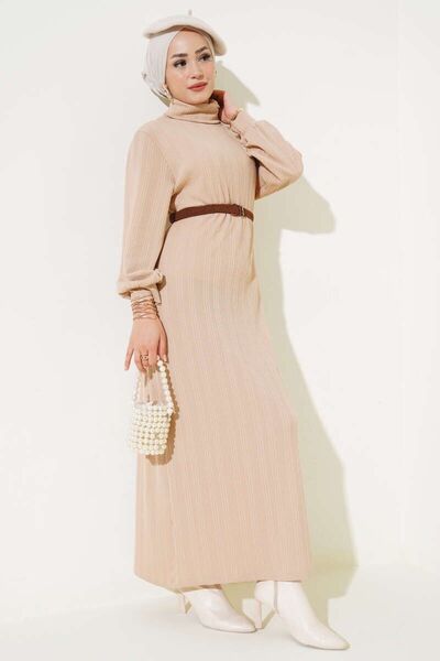 YILMAZBARMAZ γυναικείο φόρεμα με ζώνη μισό ζιβάγκο