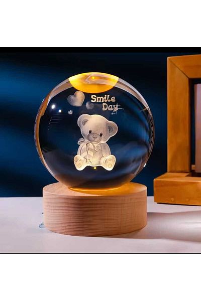 MRShopping Christmas Gifts 3D Crystal Glass Sphere Wooden Stand Birthday Christmas Night Light Led Awesome