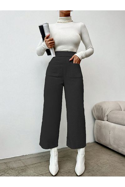 Smart Moda Stamped Women's Black Pants - Pant1030