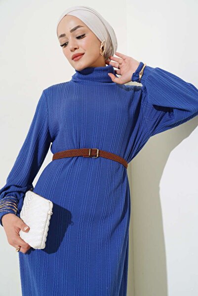 YILMAZBARMAZ γυναικείο φόρεμα με ζώνη μισό ζιβάγκο