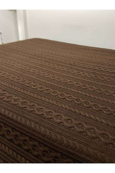 YGT Home Bitter Brown Colored Double Knitwear Bedspread - 240X260 Blanket