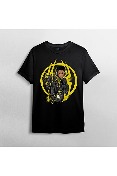 Pixxa Spider Man Miles Morales 100% Cotton Crew Neck T-Shirt Model 1