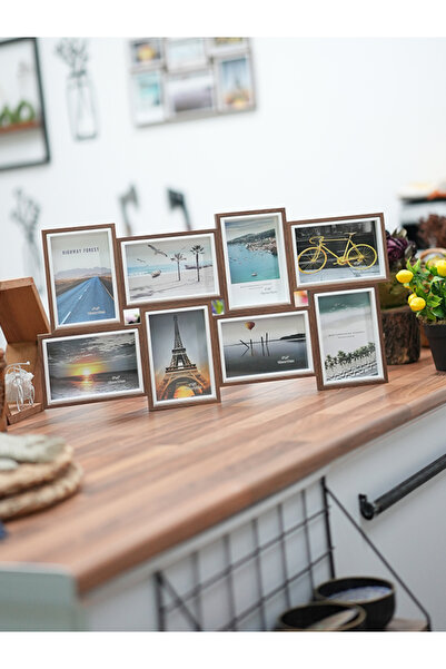 BSP 8 Lİ ÇOKLU ÇERÇEVEKOYU KAHVE (4 adet 10*15dikey= 4 adet 15*10 yatay) (CAMLI)