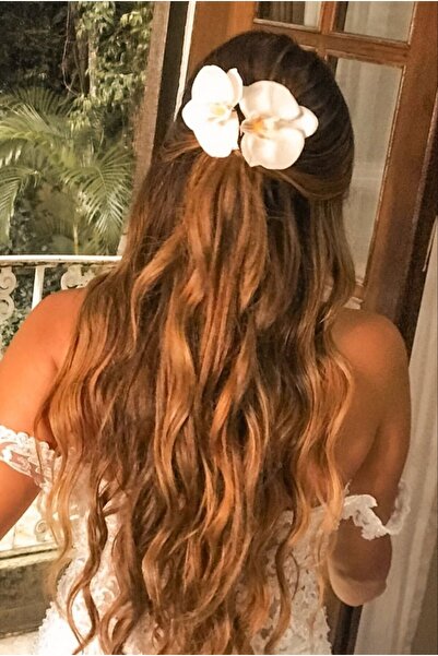 Destanşiir TASARIM Orkide toka 2 adet gelin çiçeği gelin aksesuarı