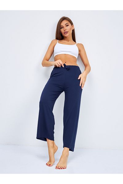 Betimoda Navy Blue Oversize Thin Palazzo Women's Trousers - Comfortable Wide Leg