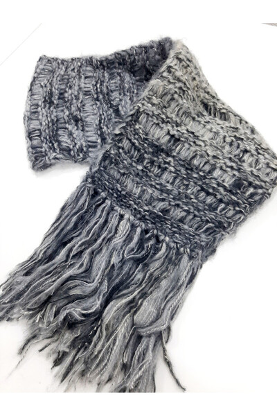 zümal tekstil tasarım Γκρι Χειροποίητο Πλεκτό Κασκόλ - Κασκόλ