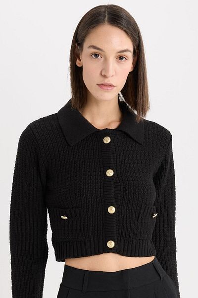 DeFacto Crop Shirt Collar Buttoned Knitwear Cardigan E1811Ax24Wn