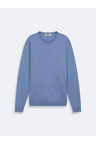 Ltb Basic Crew Neck Long Sleeve Knitwear Blue Sweater