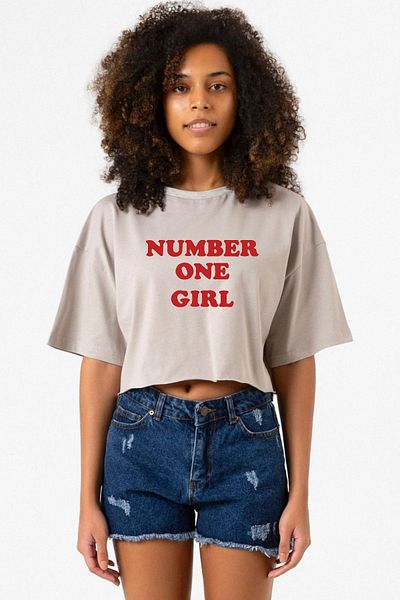 Tshirthane Stone Color Women's Crop Hoodie - Rose Number One Girl