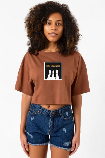 Tshirthane G-Dragon Home Sweet Home Brown Women's Crop T-Shirt