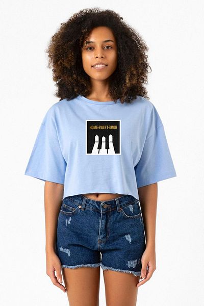Tshirthane G-Dragon Home Sweet Home Baby Blue Women's Crop T-Shirt