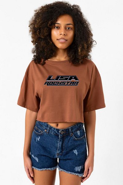 Tshirthane Lisa Rockstar Brown Women's Crop T-Shirt