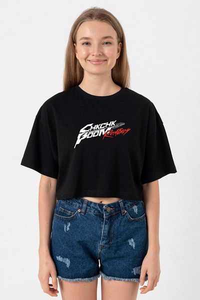 Tshirthane Stray Kids Chk Chk Boom Black Women's Crop Tshirt