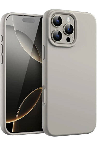 Fibaks İphone 16 Pro Max Uyumlu Kılıf Kadife Lansman Soft Yumuşak Liquid Silikon Kamera Korumalı Kapak