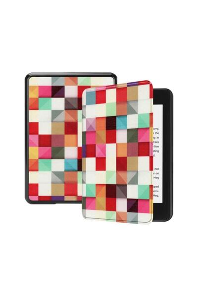 Amazon Kindle Paperwhite 4 - 10. Nesil 2018 Kitap Okuyucu Kılıfı Kareli Karışık