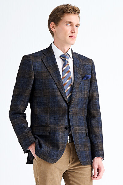 Edwards Erkek Kahverengi Delfino Yün İpek Kaşmir Karışımlı Ceket