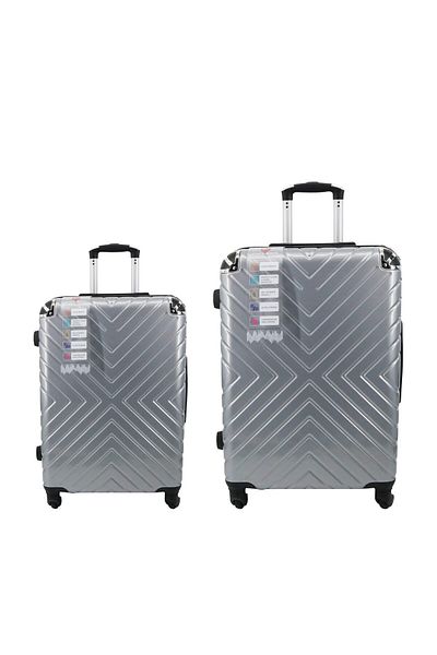 Endless Set Of 2 Luggage Trolleys | 55cm & 65cm | Hardsided Suitcase With Tsa Lock | Abs | Grey