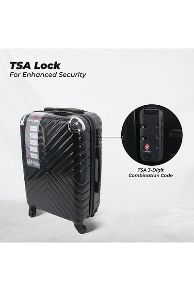 Endless Set Of 2 Luggage Trolleys | 55cm & 65cm | Hardsided Suitcase With Tsa Lock | Abs | Black