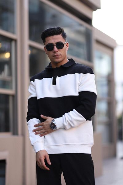 İng drop Tricou supradimensionat cu guler polo cu dungi - 3 fire
