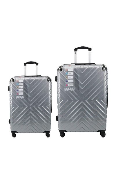 Endless Set Of 2 Luggage Trolleys | 75cm & 65cm | Hardsided Suitcase With Spinner Wheels | Abs | Grey