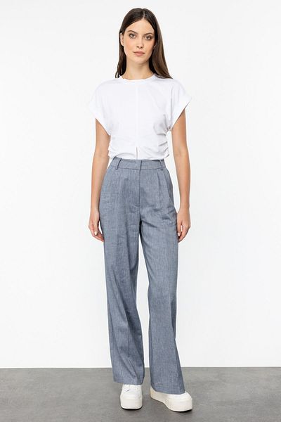 Ekol Wide Leg High Waist Cotton Trousers