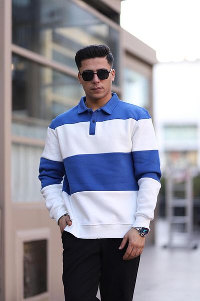 İng drop Tricou supradimensionat cu guler polo cu dungi - 3 fire