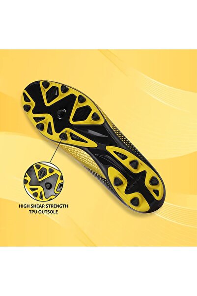 Nivia Football Shoes | Black/gold | Synthetic Leather | Pvc Sole | Padded Footbed | Size 9 Uk