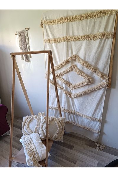 Kubrahobi Ecru Bohemian Model Bedspread and Seat Wrap Runner