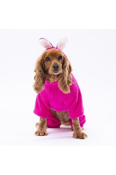 Pawstar Pink Tapeti Small Breed Plush Jumpsuit Dog Jumpsuit Dog Outfit Cat Outfit