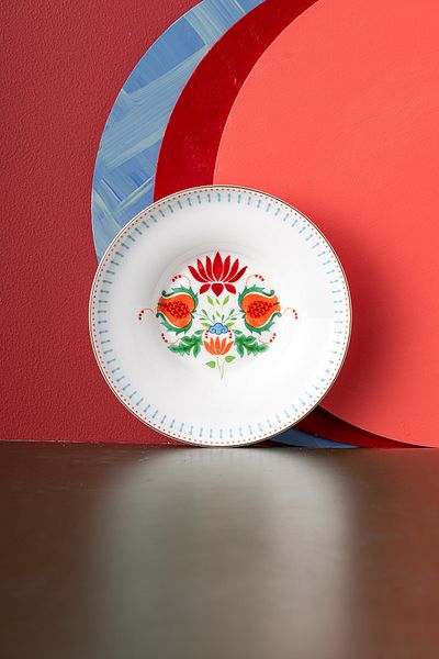 İSTANBUL PORSELEN Blue Istanbul Porcelain Pomegranate Fine Bonnet Pit Plate - 22 cm
