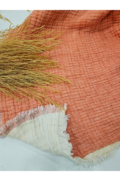 Gidia Coral Color 7 Layer Double Sided Padded Double Muslin Blanket 100% Cotton 230X240 cm