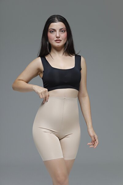 MİSTİRİK Anoky Model Toparlayıcı Esnek Lazer Kesim Spor Korseli Tayt Model Şort Ten Renk