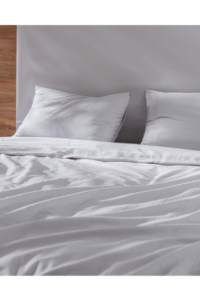 Madame Coco Rosalie Single 100% Cotton Dobby Duvet Cover Set - Light Gray