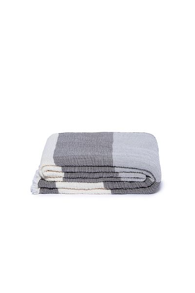 MYLASA HOME Mylasahome Double 4-Layer Muslin Thick Striped Bedspread-Tv Blanket 220X240