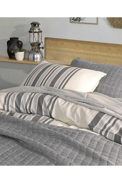 Elart Cotton Duvet Cover Double 100% Cotton 7 Piece Natural Style Gray