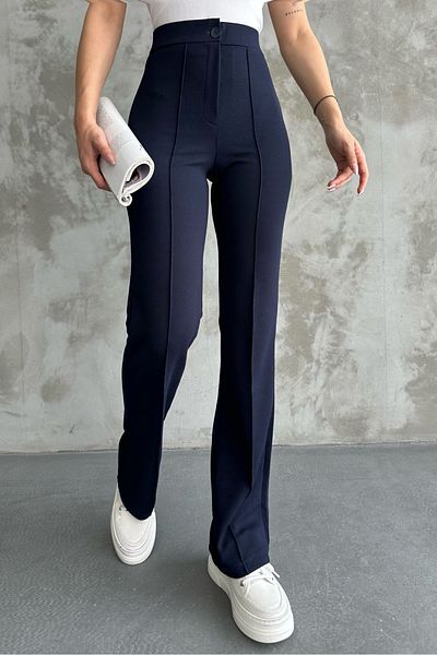 macharel jeans Marineblaue Palazzo-Hose mit hoher Taille und schmaler Passform und ausgestelltem Bein für Damen