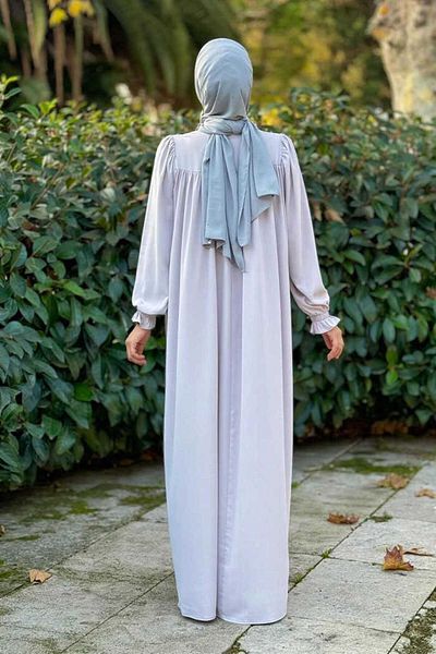 Bym Fashion Γκρι φόρεμα με μανσέτα με κορδόνι 6004