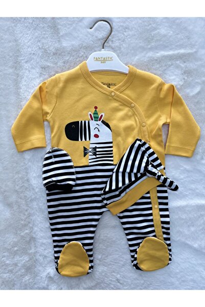 Fantastic Baby طقم بذلة مخططة باللون البرتقالي والحمار الوحشي للأطفال الأولاد