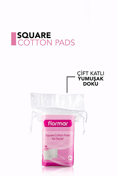 Flormar Makyaj Temizleyici Yüz Pedi - Square Cotton Pads For Facial 50 Adet 8690604175048