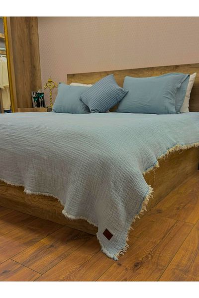 Gidia Baby Blue 4 Layer Double Sided Double Muslin Blanket 100% Cotton 230X240 cm