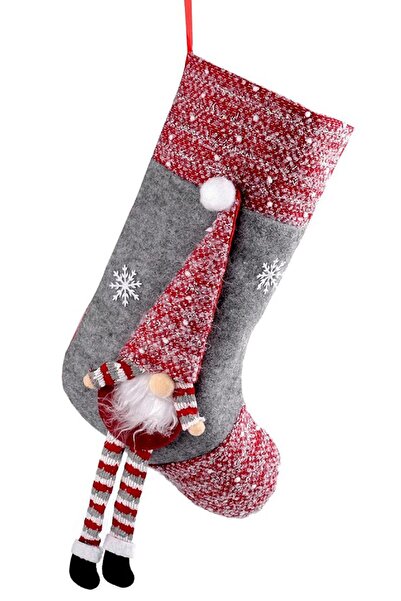 Sole Χριστουγεννιάτικο θεματικό διακοσμητικό δώρο κάλτσα Πρωτοχρονιάτικο στολίδι από πεύκο