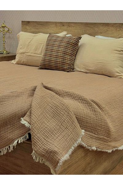 Gidia Beige 7 Layer Double Sided Padded Double Muslin Blanket 100% Cotton 230X240 cm