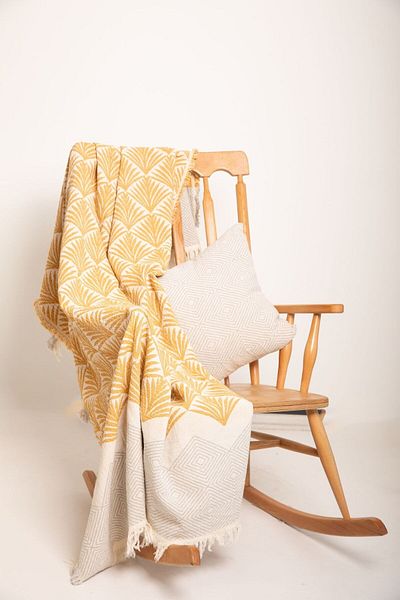 MYLASA HOME 100% Cotton Pan Patterned Multi-Purpose Sofa Shawl 130 X 170 (Without Swirl)