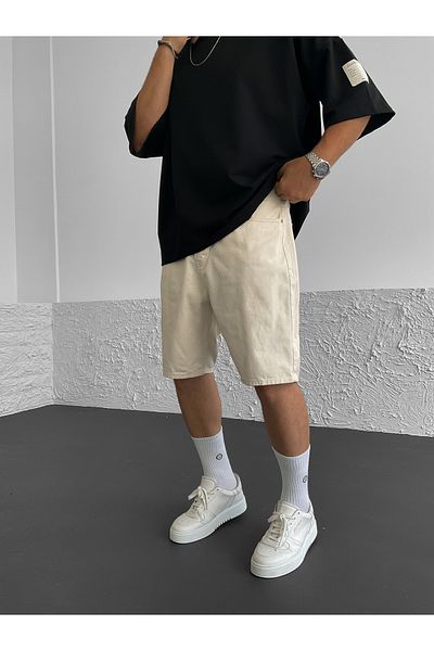 BYBASICMAN Beige Basic Denim Shorts Ke-500